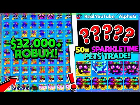 💰$32,000 ON 50x SPARKLETIME ROBUX PETS!! HUGE TRADES!! - Mining Simulator 2 (Roblox)