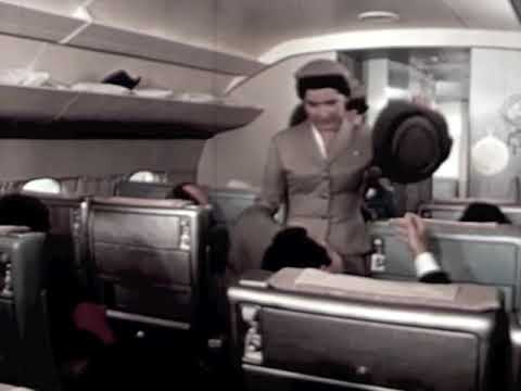 United Airlines Jetliner DC-8 let down into San Francisco circa early 1960s