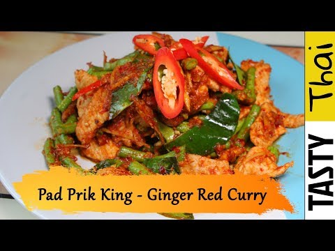 Pad Prik King Moo - Thai Red Curry with Ginger, Pork & Long Beans