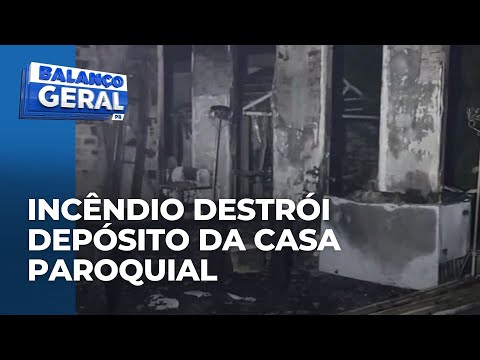 Incêndio destrói deposito da casa paroquial em ouro verde do oeste; ninguém ficou ferido