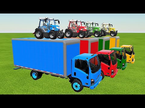 Transporting Multiple Rigitrac Tractors With Colored Isuzu Trucks - Farming Simulator 22/FS22