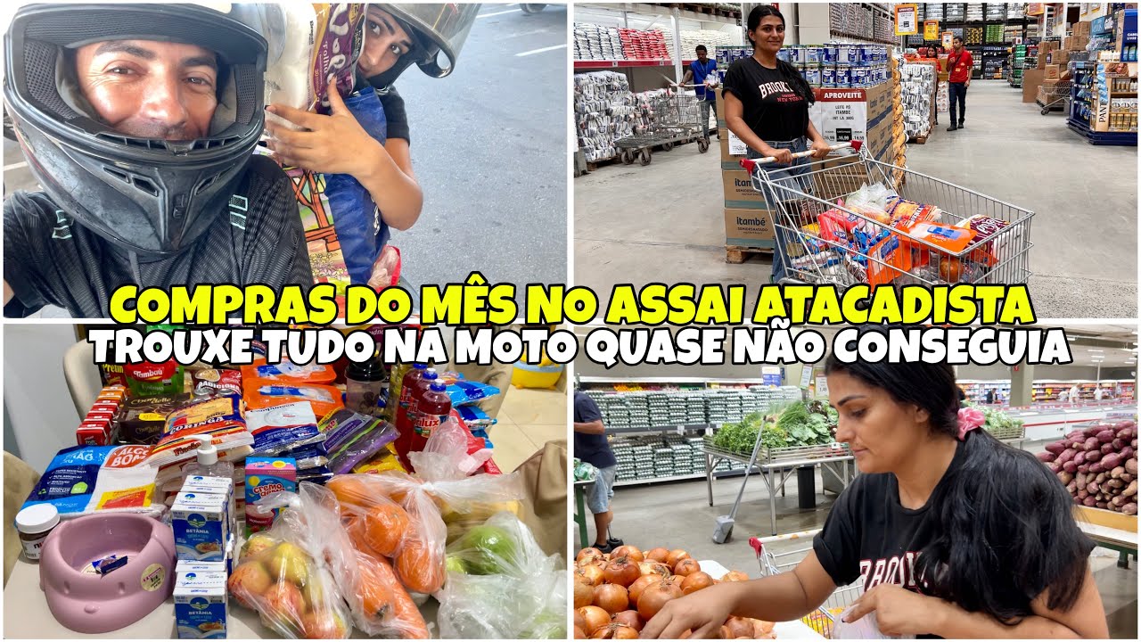 COMPRAS DO MÊS| QUANTO GASTEI| TROUXE TUDO NA MOTO| QUASE NÃO CONSEGUIA 🥵