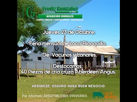23/10/2025 Blanquillo - Durazno - Feria Mensual - Fredy González y Cía Ltda - Diego Prego