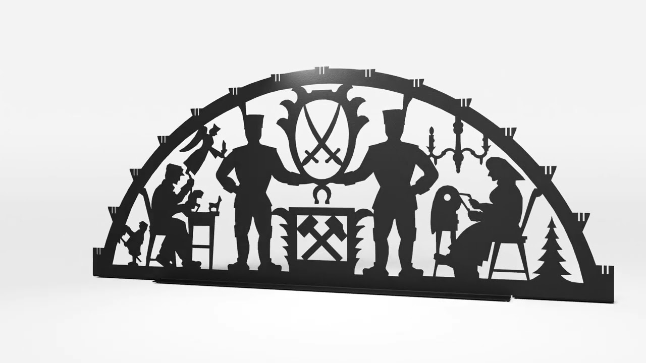 XXL Schwibbogen aus Metall | DSB1010 Bergmann-Motiv | Schwarz | für den Außenbereich Video