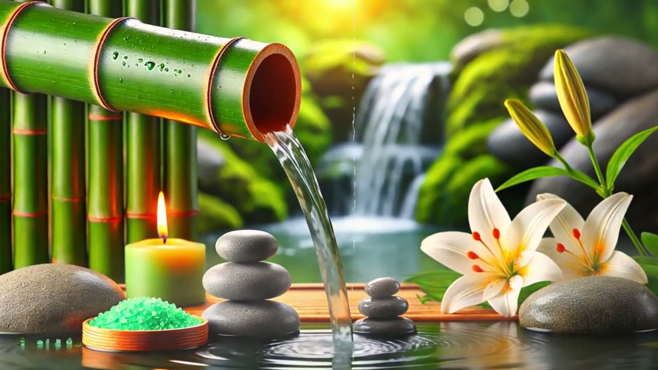 Soothing Bamboo Fountain Ambiance: Relaxing Bamboo Water Feature for Spa & Meditation,Nature Therapy