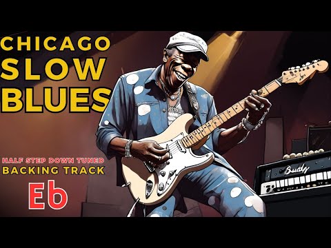 [HALF STEP DOWN TUNED] CHICAGO SLOW BLUES backing track in Eb