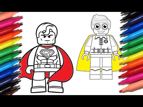 Coloring Pages LEGO SUPER HEROES Superman & Robin DC Comics - Color Markers
