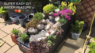 Easy DIY Water feature, Planted with Alpines & Herbs. Stunning Cottage Garden ideas.