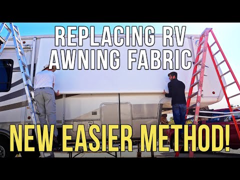 How to Replace RV Patio Awning Fabric - NEW EASIER METHOD! Dometic / A&E Manual Awning + BLOOPERS!
