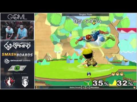 GOML 2015 - Liquid`Hungrybox (Ness) vs Buttery Smooth (Falcon) - SSBM R1 Pools