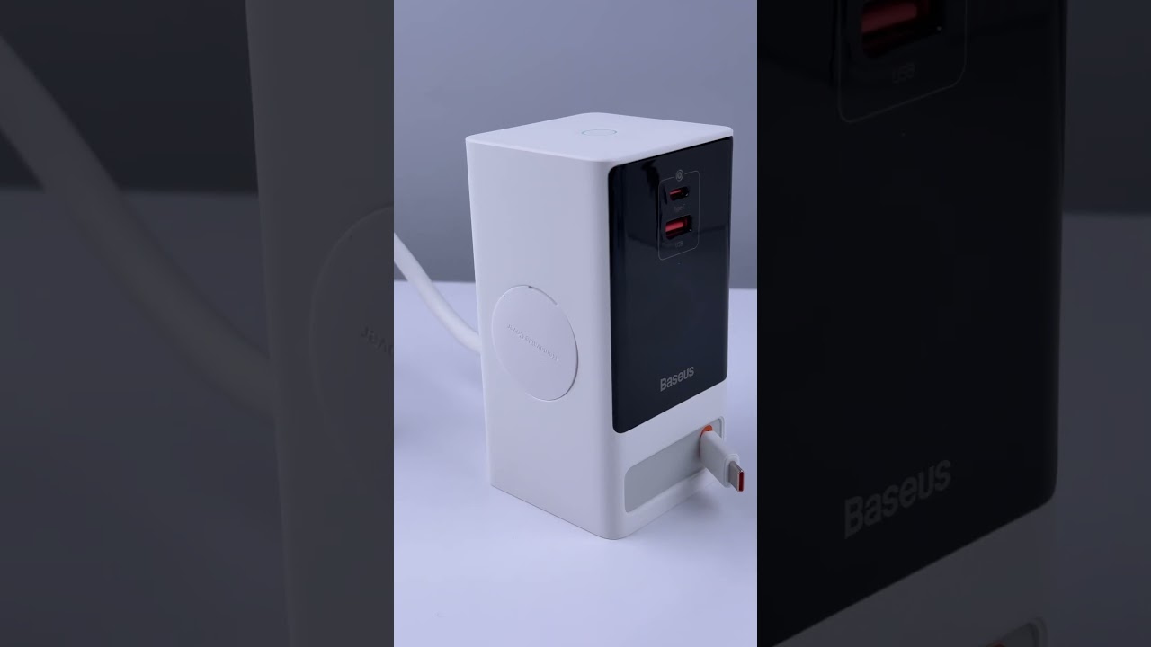 СЗУ Baseus OS PowerCombo Digital PowerStrip+Retractable-C 65W (1USB-A/1C/2Socket) (1.5m) (PSLR000)