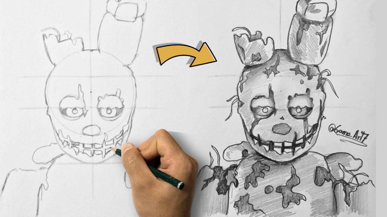 How to Draw Springtrap with a Pencil | Step-by-Step Tutorial