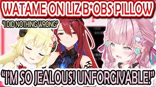 Koyori Gets SO Jealous of Watame Who Got a B*obs Pillow from Liz in Los Angeles