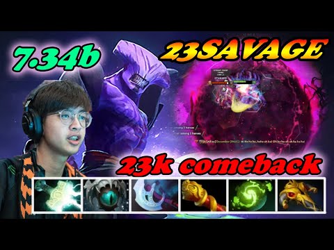 23Savage Faceless Void 23k comeback Refresher Chrono Rampage | 7.34b Immortal Best Ranked Gameplay