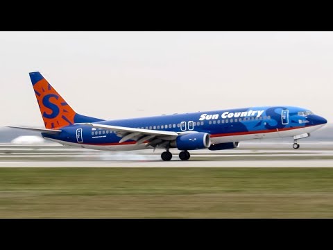 Sun Country Boeing 737-800 (B738) landing & departing Montreal (YUL/CYUL)