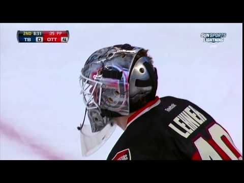 Dana Tyrell  breakaway on Robin Lehner Mar 23 2013 Tampa Bay Lightning vs Ottawa Senators NHL Hockey