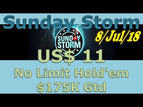 Sunday Storm 8/Jul/18 $11 No Limit Hold'em, $175K Gtd - Final Table (cards up)