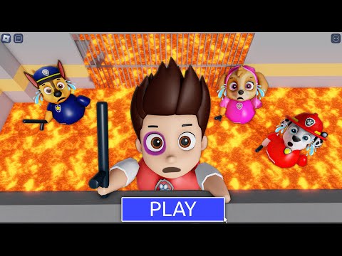 PAW PATROL RYDER NEEDS HELP! CHASE, SKYE, MARSHALL PRISON RUN BARRY! #roblox #obby
