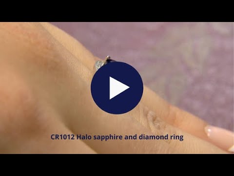 CR1012 Halo sapphire and diamond ring