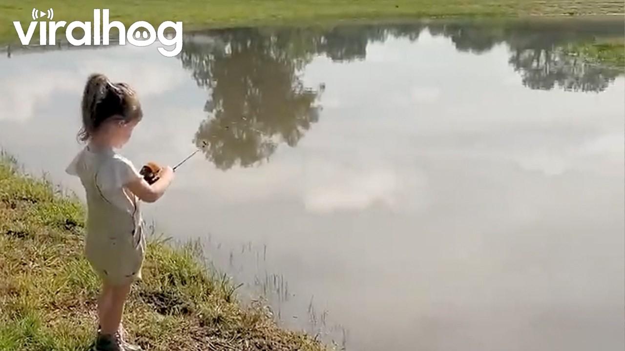 Talented Youngster Catches Her First Bass || ViralHog