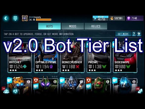 v2.0 Bot Tier List by Class - Transformers: Forged to Fight