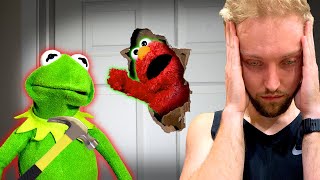 Kermit The Frog and Elmo Broke a HOLE in Our DOOR Again?!