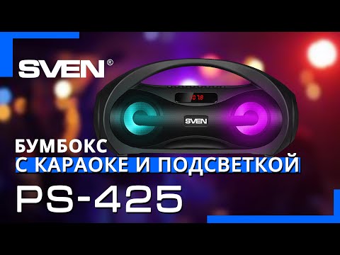 Garsiakalbis SVEN PS-425, juodas (12W, Bluetooth, FM, USB, Micro SD, LED-ekranas, 1500mA*h); SV-019624 video