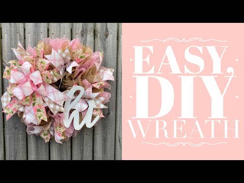 How to Make an Easy Mesh Wreath / Ruffled Wreath Tutorial / How to Make a Bow by Hand