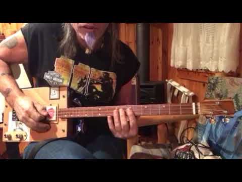 Blue Jean Blues ZZ Top Billy Gibbons lesson  part 2 soloing  on your 3 string Cigar Box Guitar