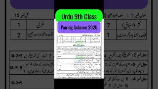 9th Class Urdu Pairing Scheme 2025 | 9th Class Urdu Paper Scheme 2025