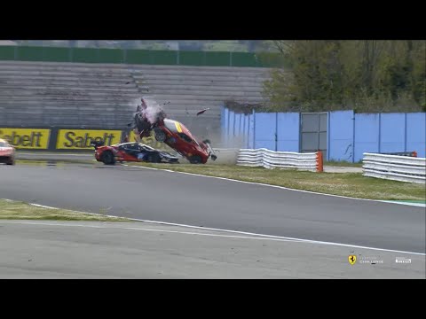 Ferrari Challenge Europe (Coppa Shell & AM) 2023. Race 2 Misano World Circuit. Big Crash