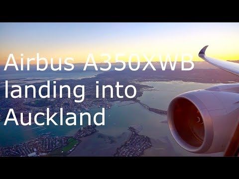 Stunning sunset Airbus A350 XWB landing into Auckland (New Zealand) China Airlines CI51 Video