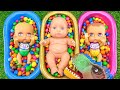 Rainbow Satisfying Video Magic Mixing Candy ASMR In Three BathTubs With Slime M M S Skittles