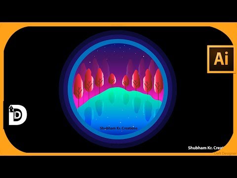Illustrator Landscape tutorial | simple reflection landscape illustrator CC 2018 | DeftDesigner