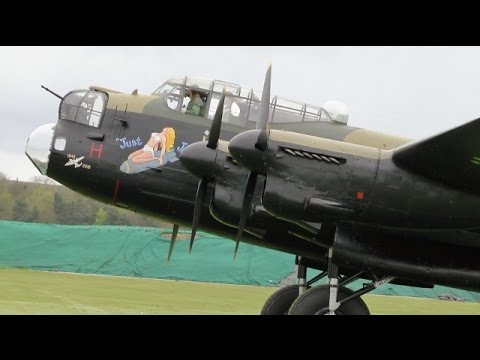 "JUST JANE" AVRO LANCASTER BOMBER NX611 START UP & TAXI RUN LMA RAF EAST KIRKBY RC MODEL SHOW - 2015