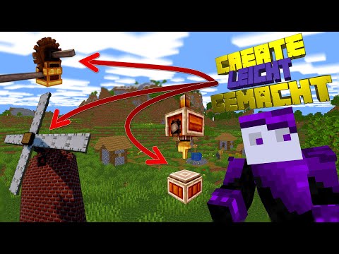 Wie baut man Windmühle und Rotationsgeschwindigkeitsregler! Minecraft Create Tutorial!