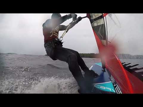Starboard Carve freeride board tested with Severne Reflex 7.0 slalom race sail on lake Lappajärvi