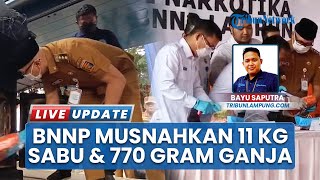 7 Tersangka Saksikan Pemusnahan 11 Kg Sabu dan 770 Gram Ganja Hasil Penindakan BNN Provinsi Lampung