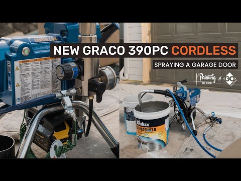 New Graco 390PC Cordless | HOW TO Spray Garage Doors ft. Painting by Josh