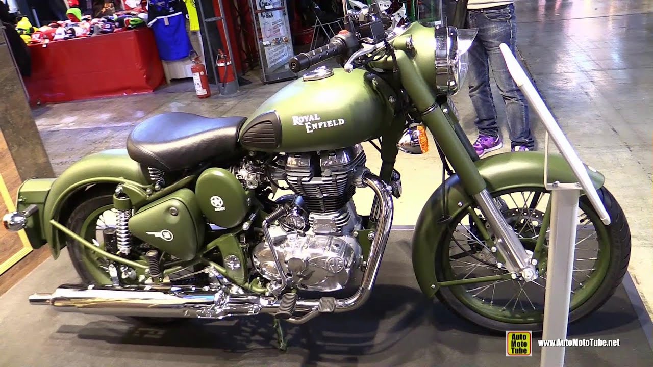 2015 Royal Enfield Classic 500 Battle Green - Walkaround - 2014 EICMA Milan Motorcycle Exhibition