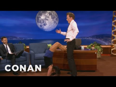 Nina Dobrev Uses Conan As Her Human Yoga Wall | CONAN on TBS