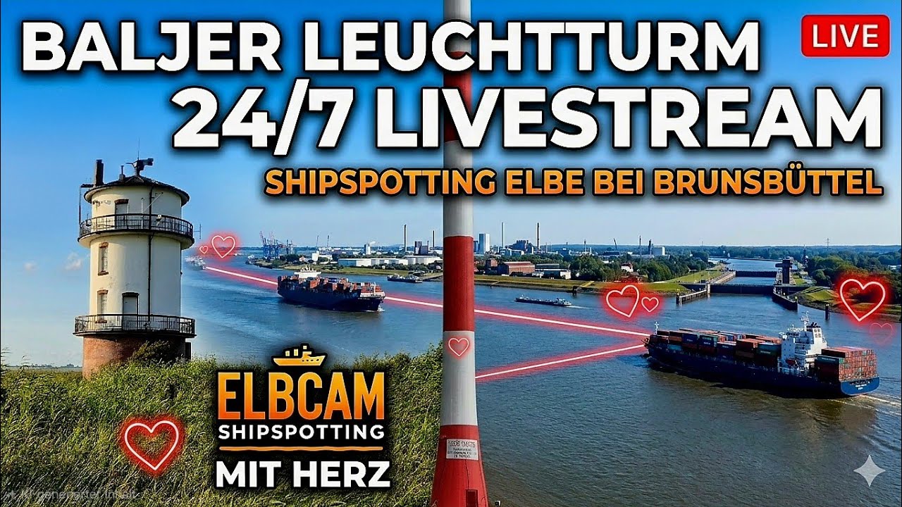 Live webcam view of Baljer Lighthouse Elbe Shipspotting