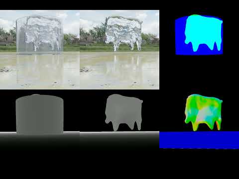 Liquids in transparent vessel simulation/animation with blender + segmentation and depth map