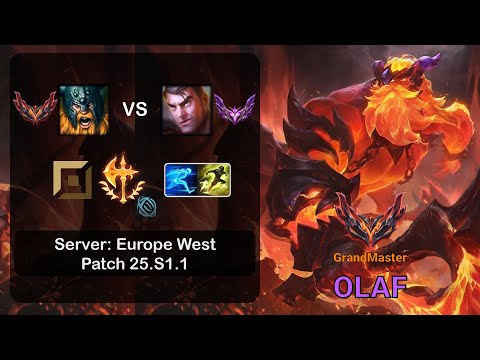 Olaf Top vs Jayce - EUW GrandMaster - Patch 25.S1.1