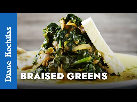 Tsigareli - Braised Greens with Tomato & Feta