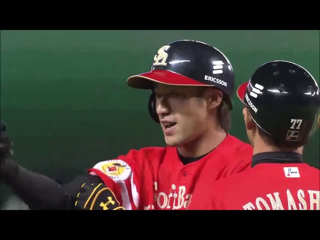 【3回裏】ホークス・柳田 センターオーバーの先制打 !! 2014/9/5 H-L