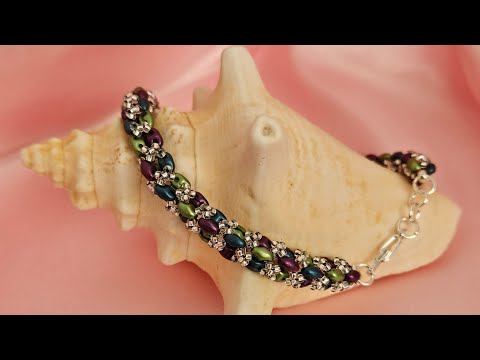 Tubular 3 Row Mini Super Duo Adjustable Bracelet Using 3 Color Super Duos