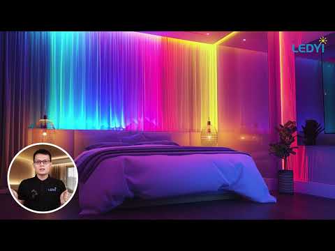 Part of a video titled 35 LED Strip Ideas for the Bedroom (2024) - YouTube