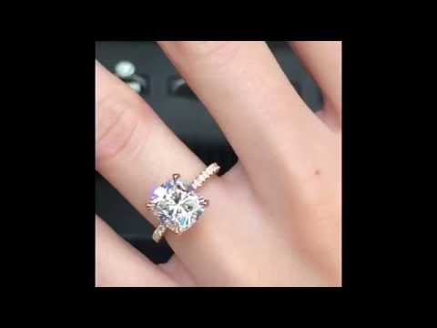 3 carat Cushion Cut Diamond Engagement Ring in Rose Gold