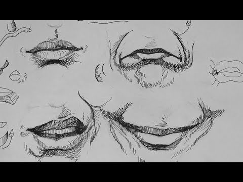 Pen Ink Drawing Tutorials | How to draw realistic mouth expressions